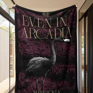 1PC-SLEEP TOKEN dark texture theme blanket with flamingo pattern design, soft flannel material, all-season general blanket, sofa movie blanket, air insulation camping blanket, holiday gift, Christmas gift, Slogan Print Blanket, Skin Friendly Blanket