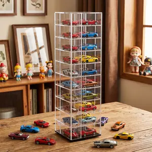 Acrylic Spinning Display Case Fits 40 Pcs 1:64 HW & MB Diecast Car