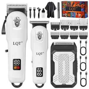 LQT Men's Grooming Kit (2/3/4 Pcs) - 0-Gap Hair Clippers, Beard Trimmer, Electric Shaver, LED Display, USB Rechargeable Cordless Barber Tool, Portable for Home & Travel, Ideal Holiday Gift for Men