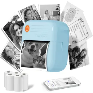Portable mini printer, USB-powered printer compatible with iOS and Android, includes 5 rolls of paper, perfect Christmas gift, Picture Printer