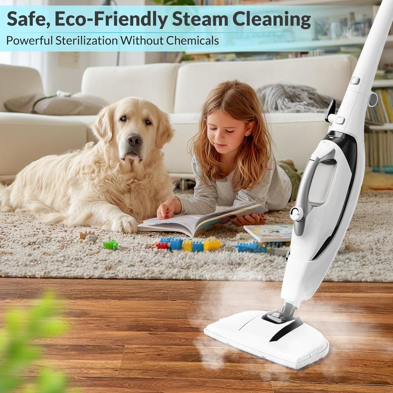 [Flash Sale] GLEEHILL 10-in-1 Steam Mop & Handheld Steamer, 1550W, 8m Cord, Steam Mop for Hardwood Floors, Washable Pad, Multi-Functional Accessory for Floors, Carpets, Tile, Grout & Glass, Chemical-Free
