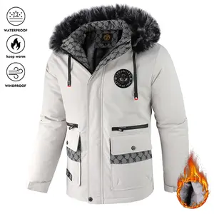 Men's Winter New Korean Style Hooded Jacket with Faux Fur Collar Casual Fashion Trendy Coat 100% Nylon 100% Polyester Fiber Lining Solid Color Regular Fit Zipper Detail