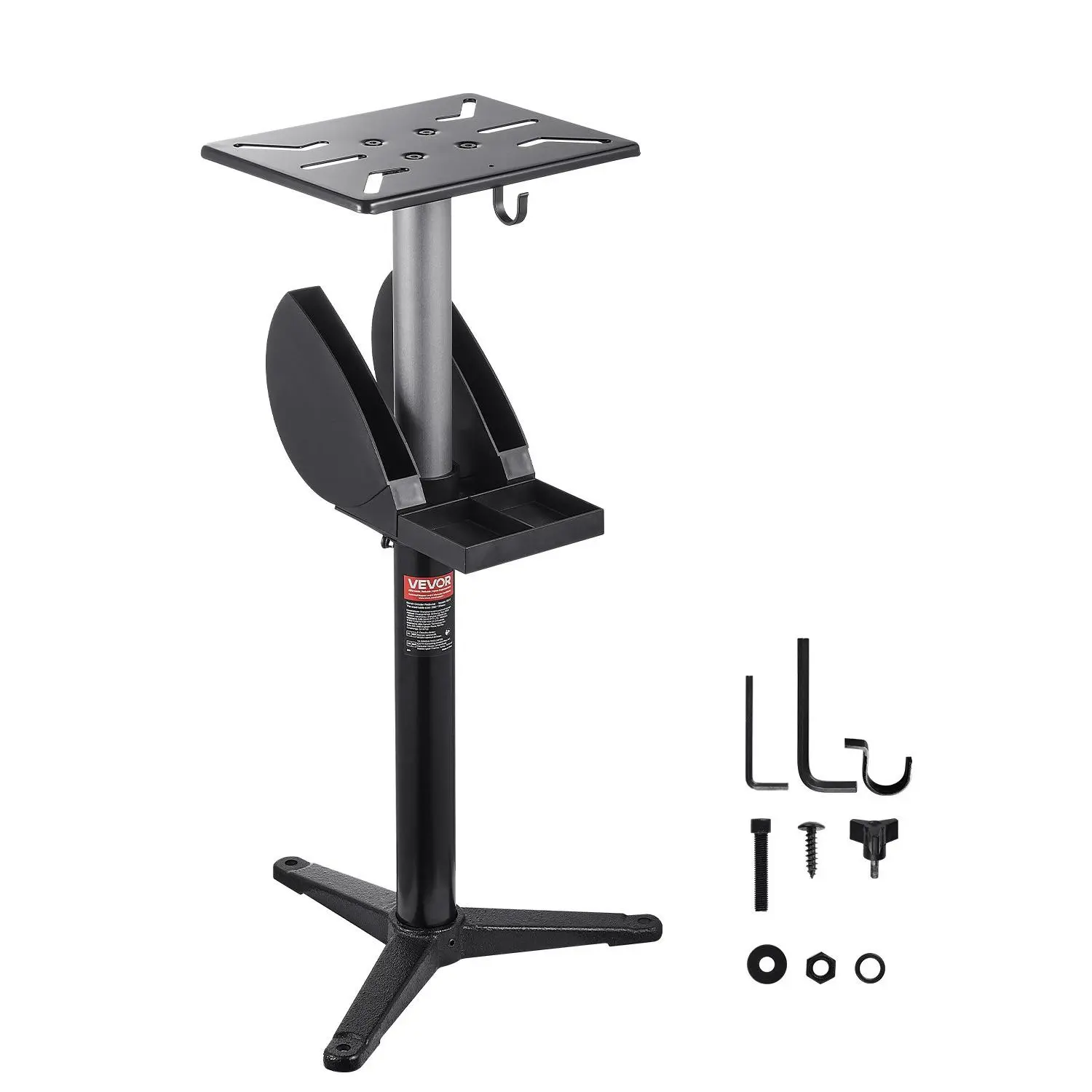 VEVOR Bench Grinder Stand, Bench Grinder Vise Floor Pedestal with 12" x 10" Mounting Plate, 5-Level Height Adjustable Pedestal Stand with Grinding Wheel Storage Compartment & Heavy-Duty Cast Iron BaseSummervibes