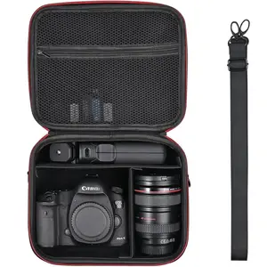 Storage Carrying Camera Case Compatible with Canon EOS Rebel T7/R50/R6 Mark II/R100/R50 V/T6/R8/R10/R5 Mark II/RP/R7/5D IV/SL3/R5/T100 DSLR SLR Camera, Len Tripod with 4 Dividers Shoulder Strap Bag
