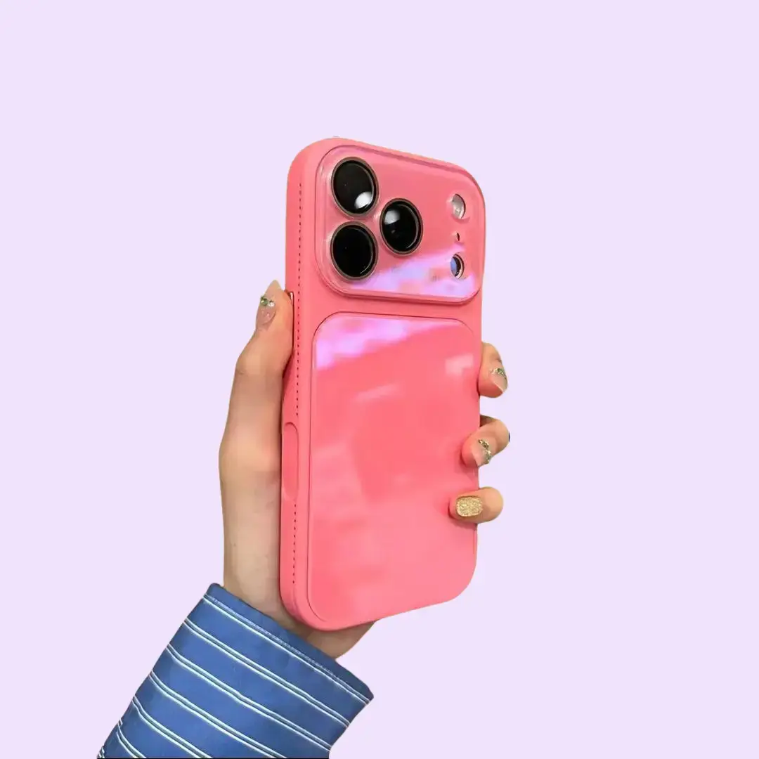 Customized Tempered Glass Dopamine Leather-Texture Ice-Sense Hard Phone Case with Cooling Holes - Full-Cover Anti-Drop Summer Case, Flush Mount, Compatible with iPhone 17 (ip17) Pro Max,16,15,14,13 Series