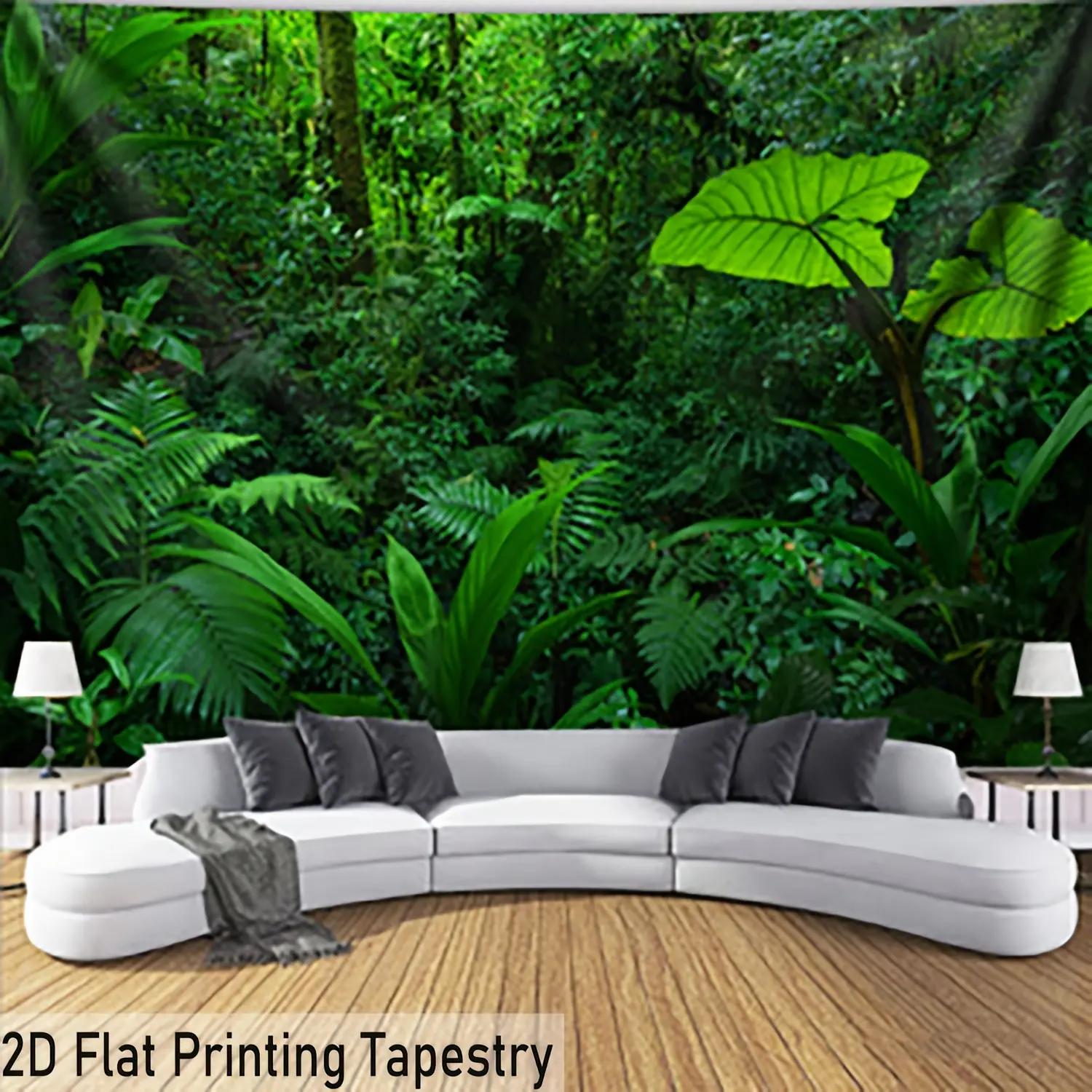 Tropical Rainforest Print Backdrop Aesthetic Jungle Backdrop Green Plant Background Cloth Nature Tapestry Wall Hanging Photography Background Polyester Fiber Living Room Bedroom Office Hostel Party Decor Studio Prop Wall Art