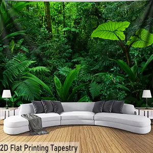 Tropical Rainforest Print Backdrop Aesthetic Jungle Backdrop Green Plant Background Cloth Nature Tapestry Wall Hanging Photography Background Polyester Fiber Living Room Bedroom Office Hostel Party Decor Studio Prop Wall Art