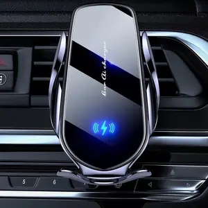SpringTok Car Wireless Charger Air Vent Car Phone Holder Mount 15W Fast Charging Station Car Bracket For iPhone Samsung Adapter Adjustable Automatic Cable Clip Device Magnetic Protection Smartphone Cellphone fast charger phone Black Electronic
