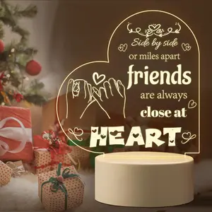 USB Powered Acrylic Night Light, 1 Count Creative Heart Shaped Letter Pattern Night Light, Friendship Gifts for Bestfriend, Birthday Gift, Graduation Gifts