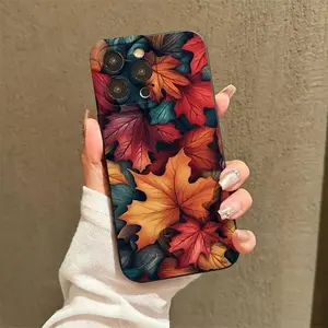 Autumn Leaf Pattern Phone Case, 1 Count Fashion Anti-Fall Phone Protective Cover, Phone Accessories Compatible With IPhone 11 12 13 14 15 16 17  Pro Max