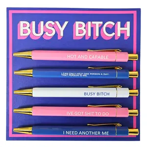 Lettering Ballpoint Pen Set, Ballpen Set, 5 Counts/set Creative Funny Humorous Ballpoint Pen, Writing Pen for Home Office School Student