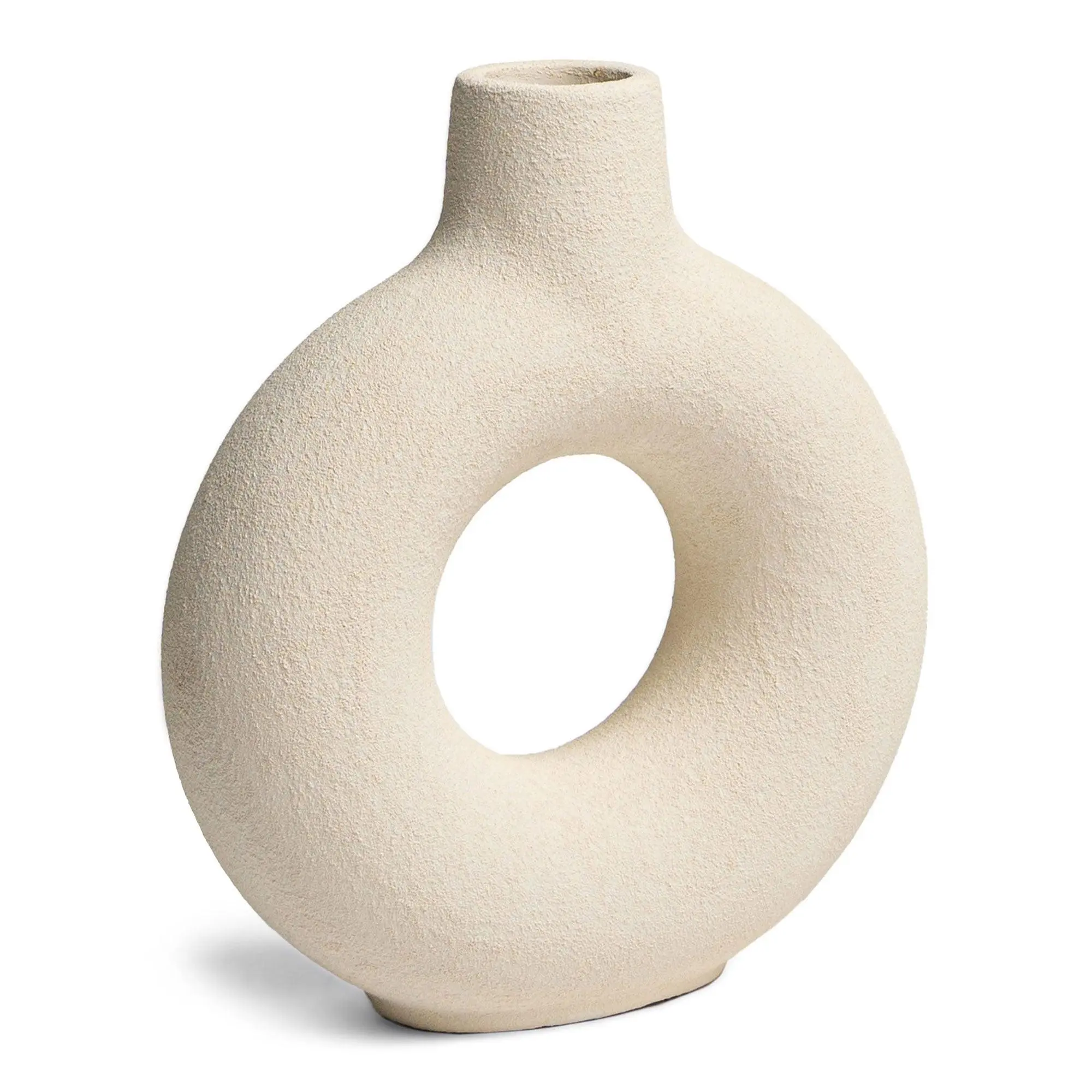 Villa Moda Oona Decorative Modern Ring Vase, Large, White Villa Moda Oona Decorative Modern Ring Vase, Large, White