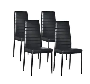Modern Dining Chairs Set of 4, Comfy Dining Room Chairs with Thick Cushions, Upholstered Fabric Kitchen Side Chairs with Metal Legs, Waterproof PU Leather, Ergonomic High Back, Easy to Clean