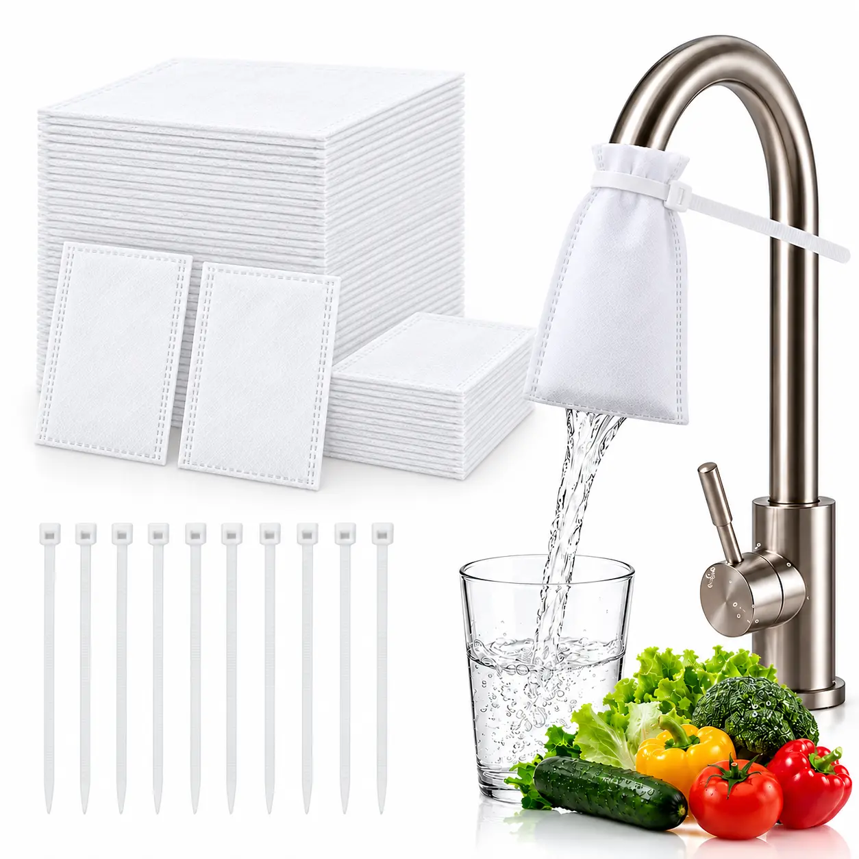 Filtro Purificador! 50PCS Faucet Filter Bags, Catch Rust & Sediment, High-Density Non-Woven Tap Water Purifier Sleeves trip essential