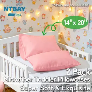 NTBAY Large Toddler Pillowcases, 2 Pack 14"x 20" Super Soft Microfiber Envelope Pillow Covers for Kids Travel & Nursery, Breathable & Hypoallergenic, Gift Ready, Oeko-Tex