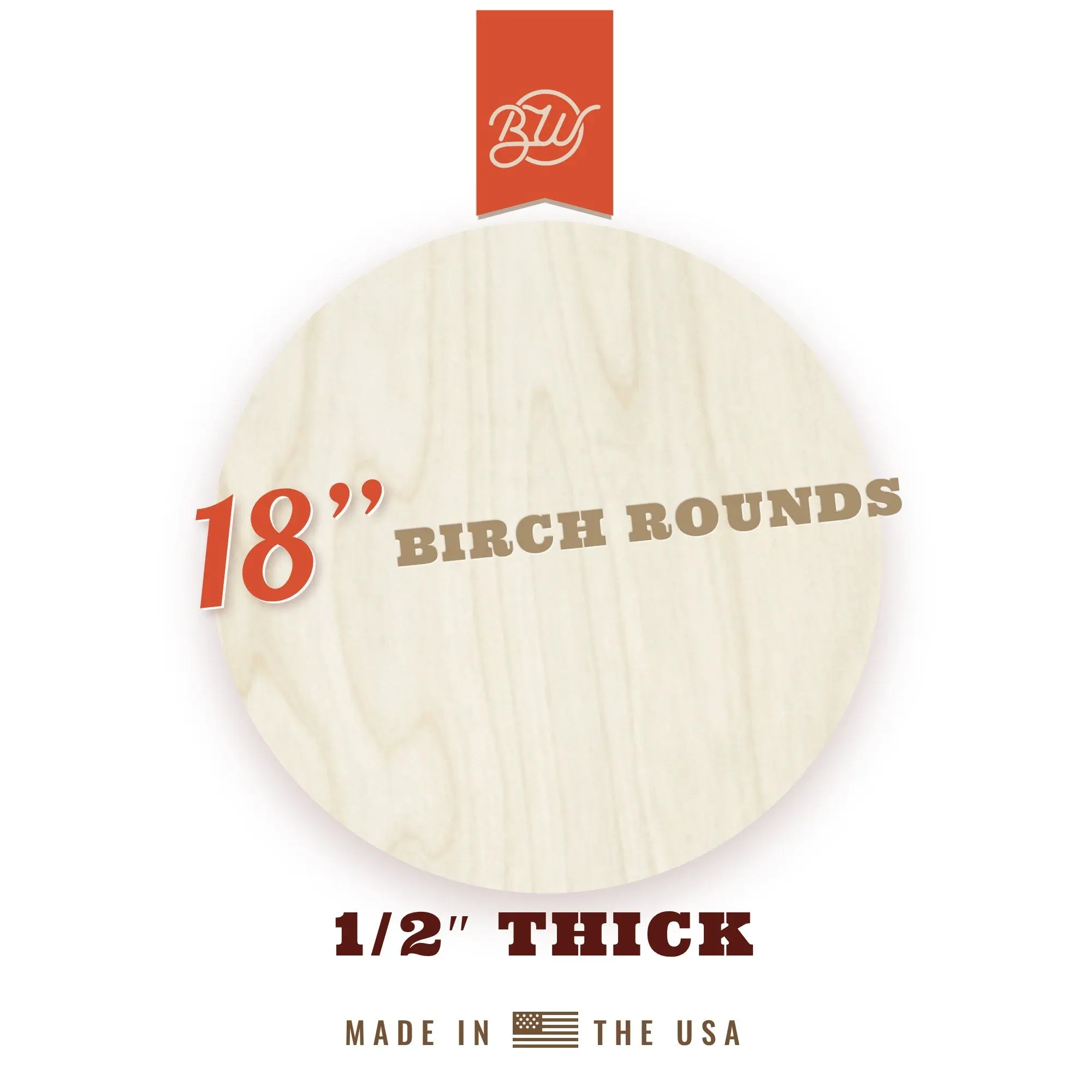18" Birch Wood Round · 1/2" Thick · Single — Premium Plywood Blank