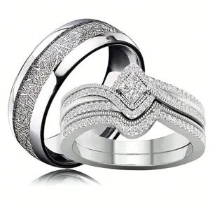 1 pc fashion silver couple ring for men and women, engagement ring, wedding ring, jewelry accessories, Valentine's Day gift