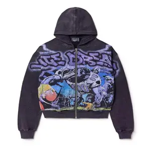 Zip Up Hoodie 3D Black