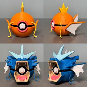 Magikarp Pokeball & Gyrados Pokeballs (with Stands)