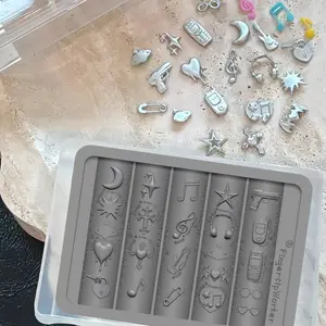 Vintage Music Note Silicone Nail Mold, Punk Street Style Nail Art Template, Retro Millennium Design, Easy to Use, Perfect for DIY Nails, Nail Charms