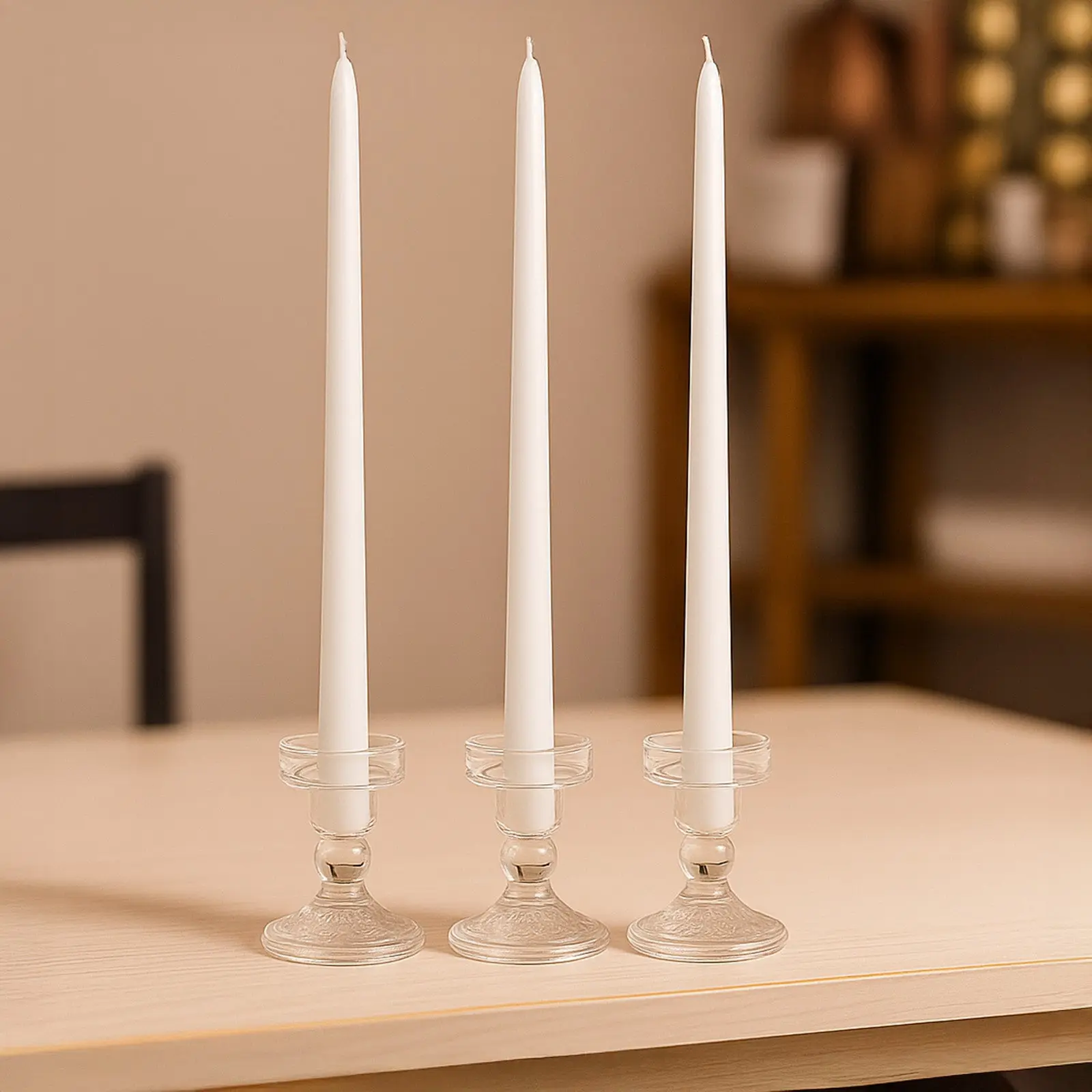 10-Pack 12" Premium Unscented White Wax Taper Candles, Birthday Candles for Table Decor, Indoor Home Festive & Wedding Supplies, Decorations Supplies