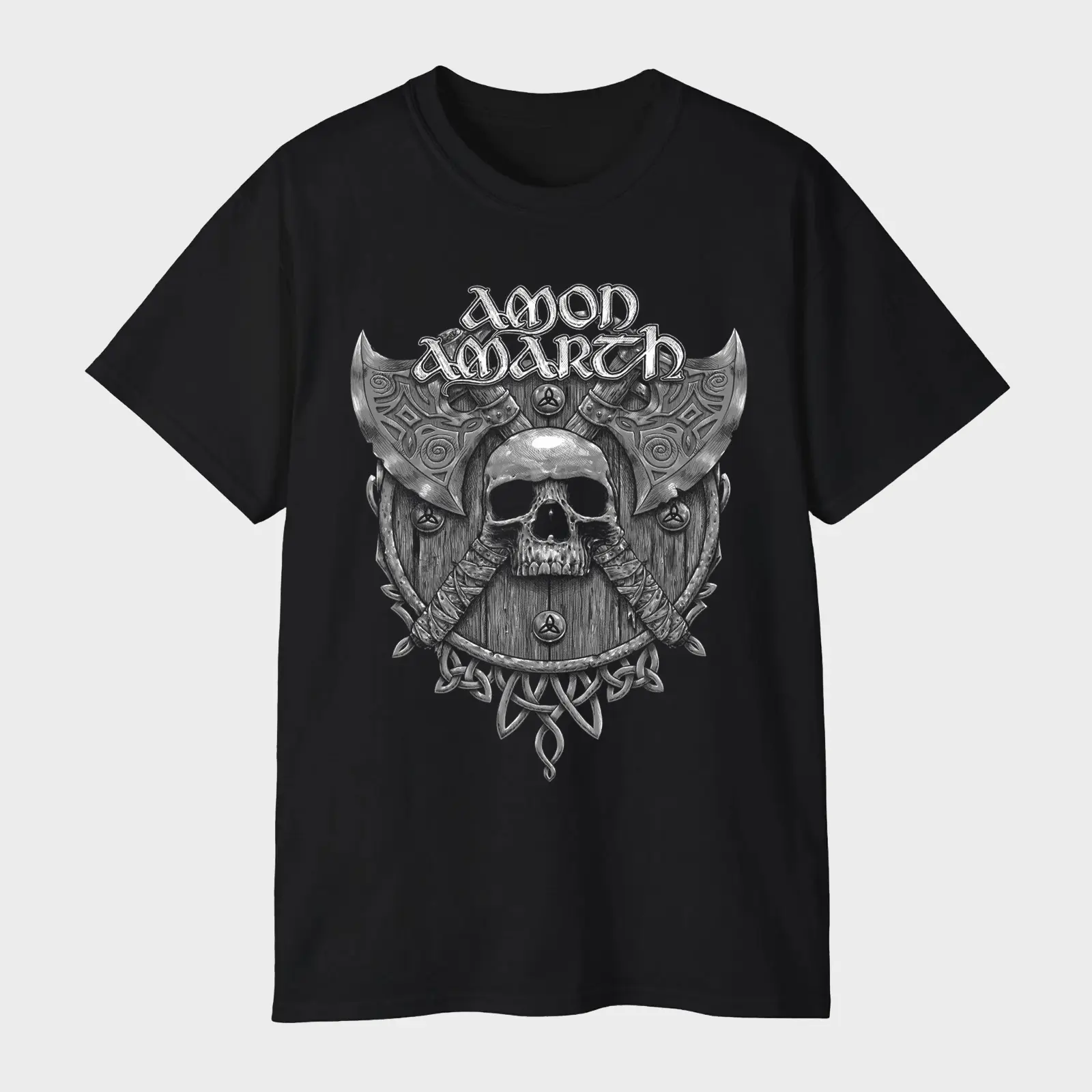 Amon Amarth Grey Skull T-Shirt – Norse Mythology Metal Tee Concert Style