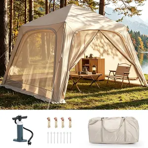 Docred Upgraded 6 Person Blow Up Air Hot Tent, Easy Setup, Waterproof Oxford Material, Removable Tent Walls, Hand Pump and Stove Jack, Multi-scene Use for Camping, Beach and Outdoor Party