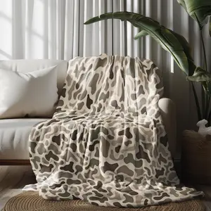 Earth Tone Camo Print Flannel Blanket - Ultra-Soft Cozy Warm Napping Throw, Custom Graphic Digital Printing Fashion Blanket for Bedroom, Office Use, Custom Graphic Blankets, Digital Printing Blankets
