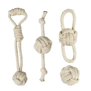 Pet Supplies — Non-Toxic, Natural Rope Toys for Dogs (4-Pack): Hemp Rope Toys, Interactive Tug-of-War, Teeth Cleaning & Teething Aid