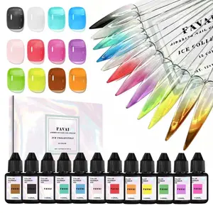 FAVAI Airbrush Gel Nail Polish ICE Collection (#I) 12 Colors Set Kits - 12 Crystal Translucent Colors for Stunning Nail Art 12 * 10ml