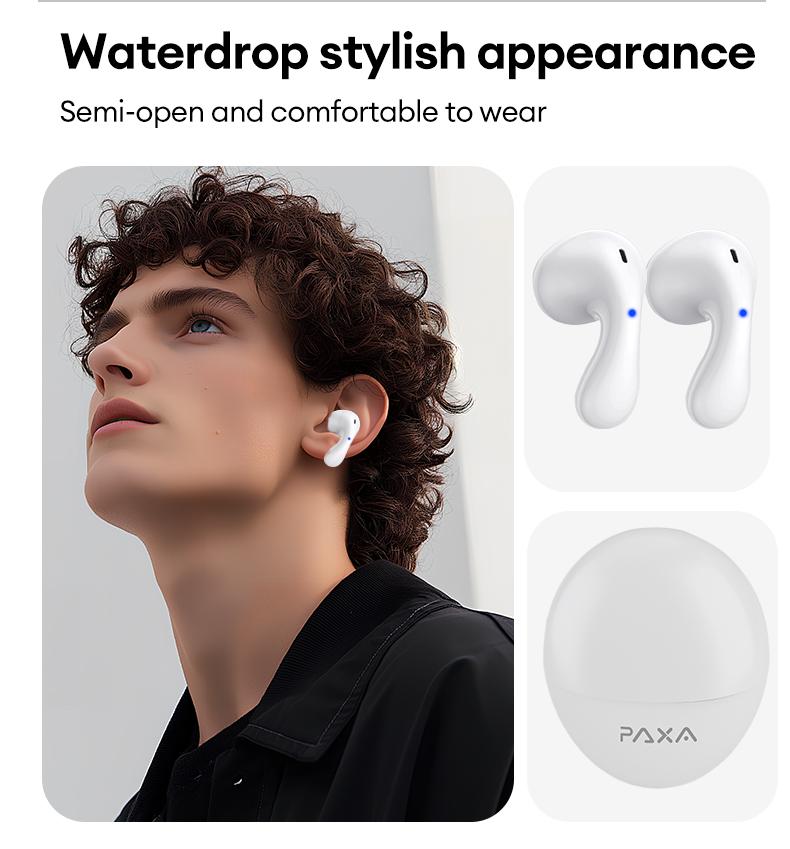 PAXA PA-L02 Wireless Bluetooth Headphones, Powerful Sound Effects for Music, Dustproof & Waterproof Sports Earbuds for Running, Workout, Audio