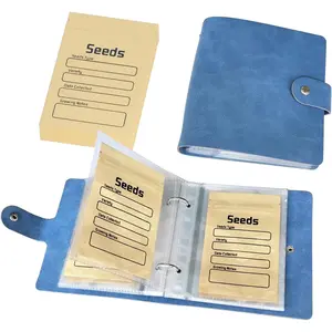 Seed Organizer Binder with 50 count Resealable Seed Envelopes - 50 Storage Pockets, 3.5x5 Inch Clear Sleeves, Seed Saver for Garden Lover - Blue
