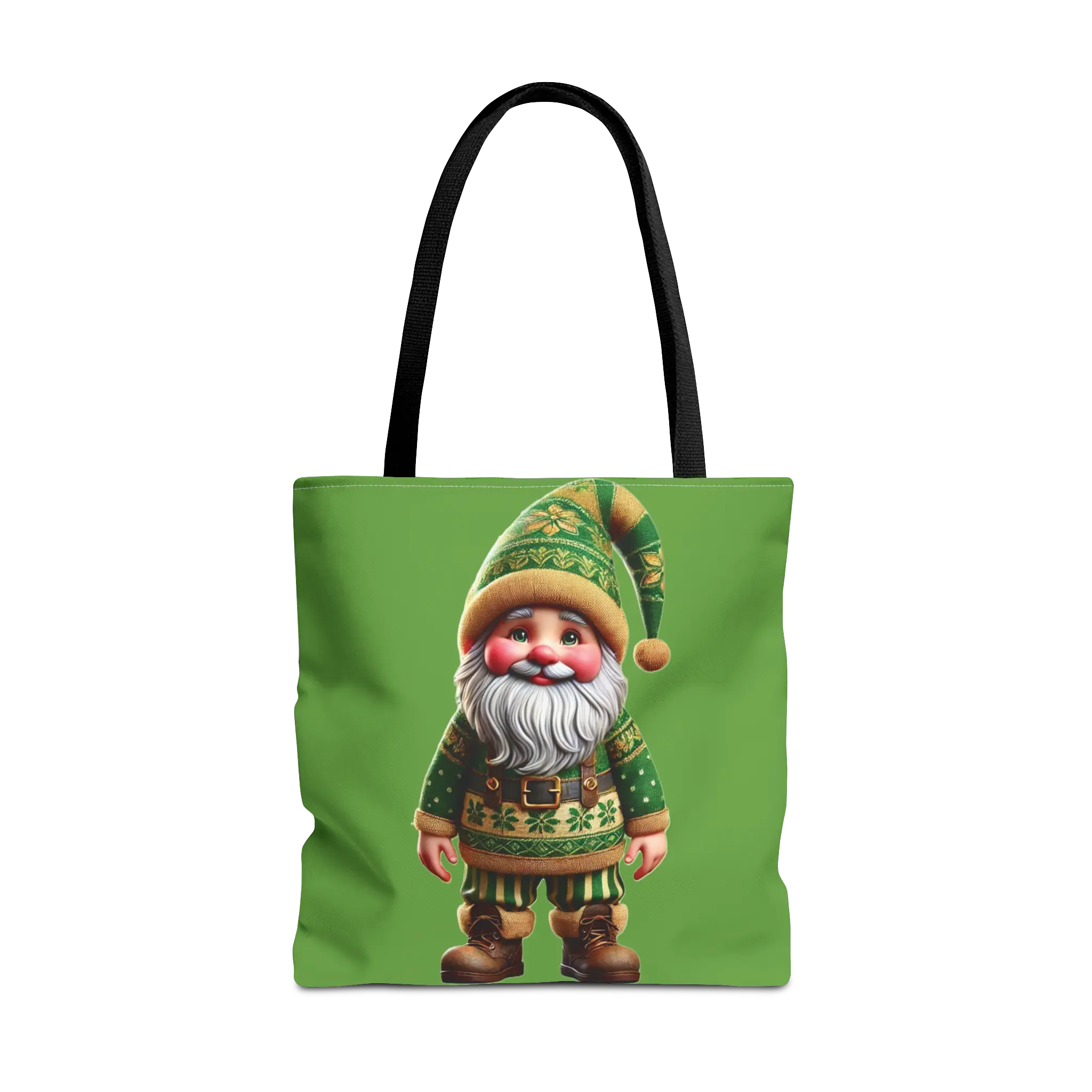 Light Green Festive Gnome Tote Bag by Cat Korner Designs - Holiday Tote 18" x 18"