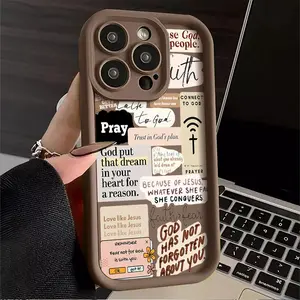 1pc Faith Quote Bible Verse Phone Case for iPhone 17 Pro Max 16 16e 15 14 Plus 13 12 Mini 11 Air X XS Soft TPU Shockproof Cover with Pattern Design and Lens Protection