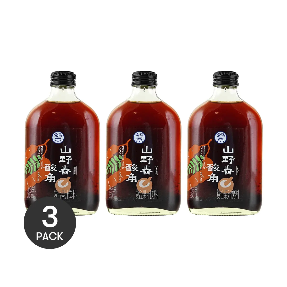 3 Pack FRESHIPPO Wild Tamarind Fruit Juice 8.8 fl oz Each - Chinese Tropical Drink, Sweet & Sour