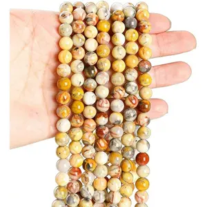 2 count Bracelet Beads Crazy  Loose Beads - DIY  Accessories for Bead Stringing (Yellow Crazy Lace )