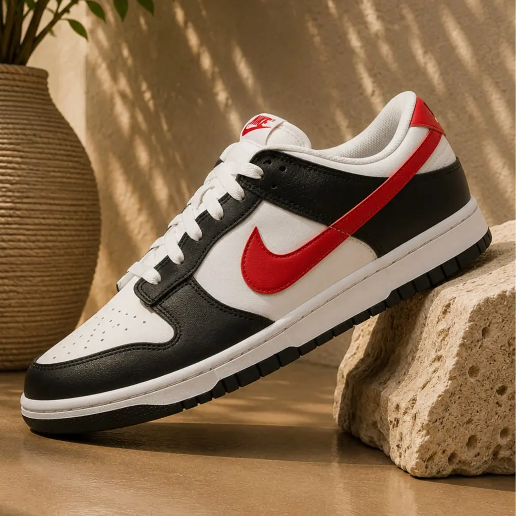 Nike Dunk Low Retro Red Swoosh Panda FB3354-001 Mens Fashion Sneaker New