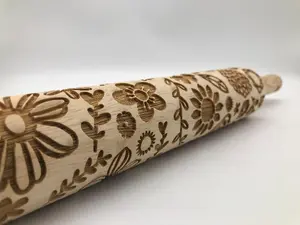 Embossed Boho Flowers Floral Rolling Pin