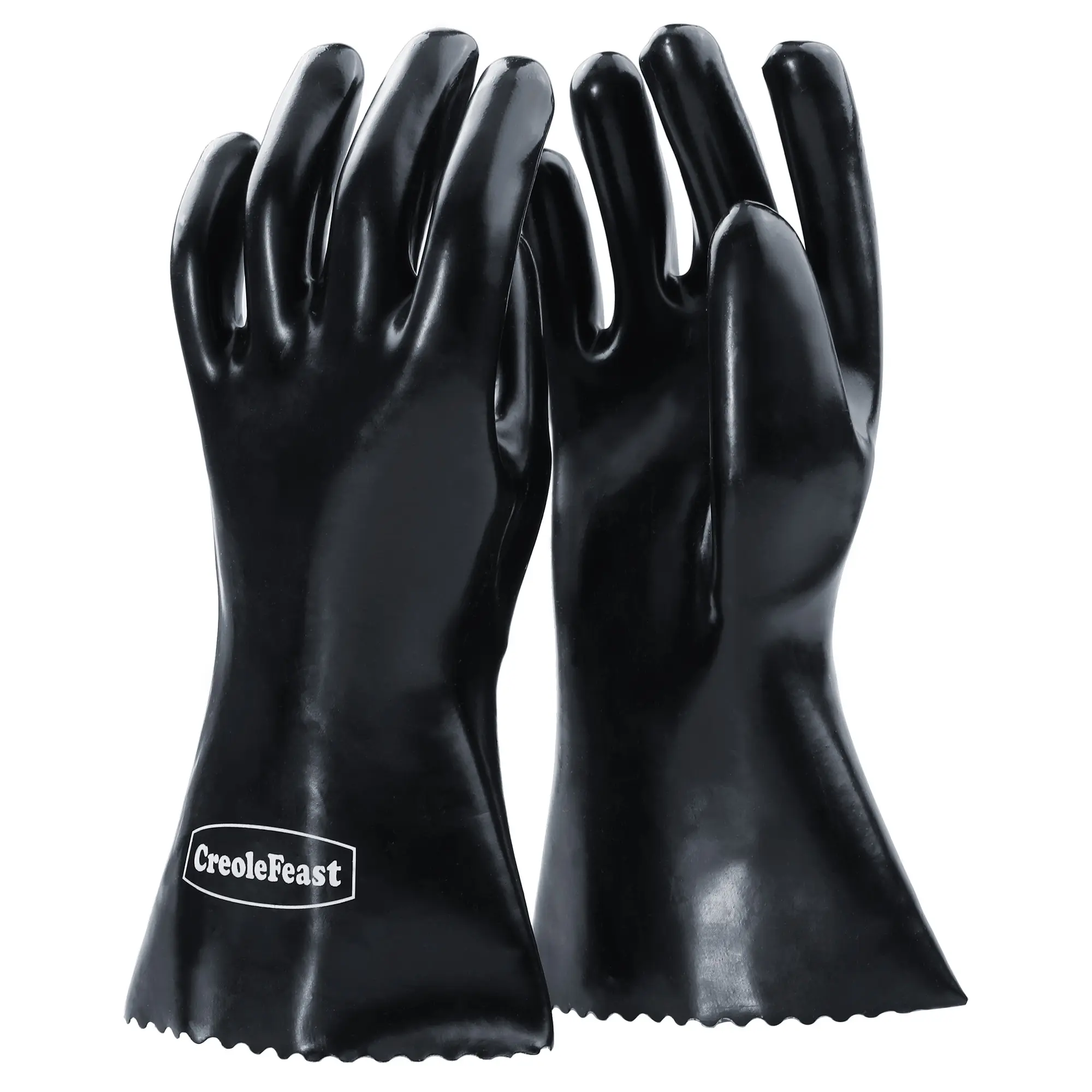 Creole Feast TG1305 High Heat Resistant BBQ Gloves, Waterproof Heavy Duty Insulated Mitts for Grilling, Extreme Heat Protection, Non-Slip for Smoker, Oven, Baking, Black Kitchenware