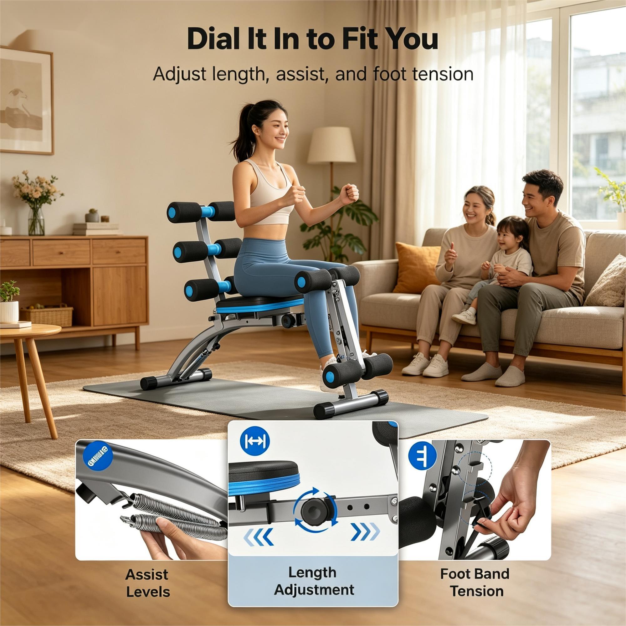 {Fast Shipping} Abdominal Muscle Exerciser for Home Gym, Adjustable Abdominal Training Bench, Full Body Workout Fitness Equipment, Multifunctional Exercise Chair for Women, 300 Lbs Weight Capacity