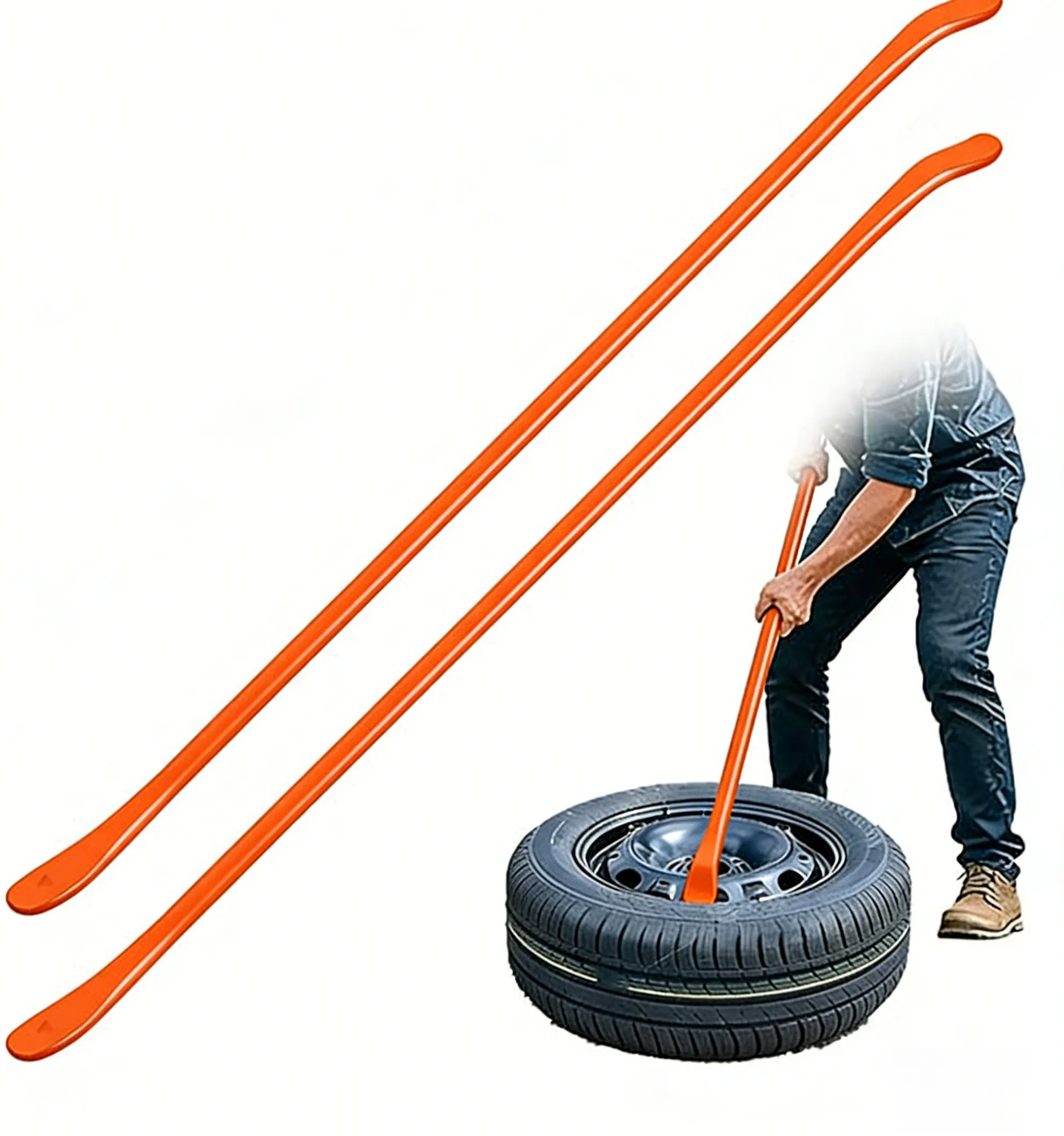 2-Piece Heavy Duty Tire Changing Tool Set 38-Inch Professional Levers for Cars Trucks Trailers & Buses Ideal Tubeless Installation Removal #Summervibes Tire Repair Kit