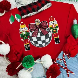 Nutcrackers Black and White Checkered Bulb Sequin Patch