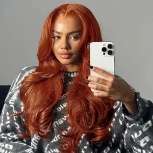[New In] 200% density Copper Orange Body Wave 7x4 Closure wig Human Hair Pre Cut Pre Plucked Hairline Beginner Friendly