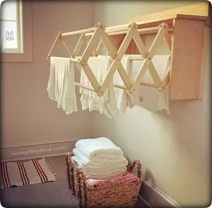LARGE DRYING RACK WALL UNIT - Amish Handmade Folding 30" Dowel Maple Wood Clothes Laundry Hanger