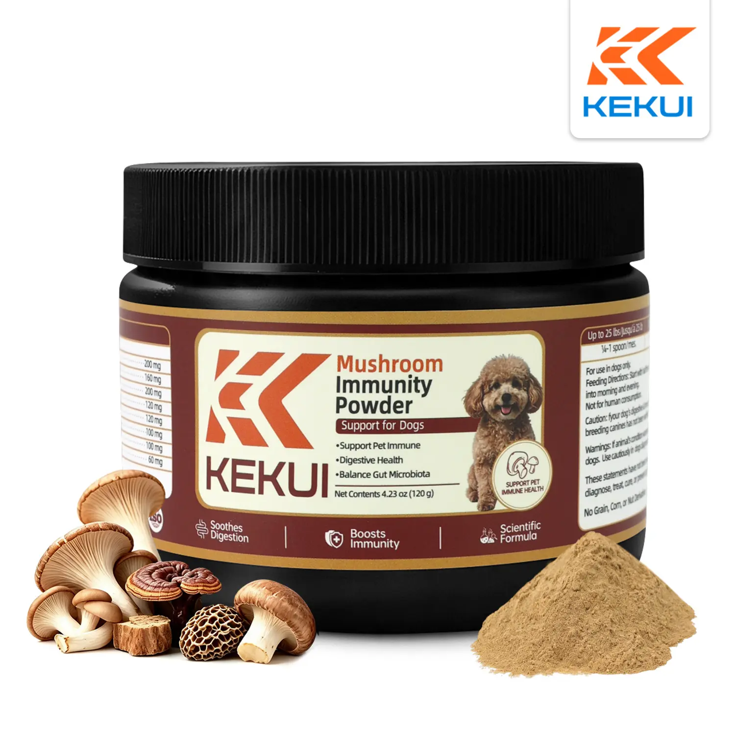 KEKUI Mushroom Immunity Powder for Dogs,Supports Pet Immune System, Digestive Health, and Gut Microbiota,Scientific Formula