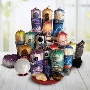 UnaLunaMoona Hand-Poured Intention Candles with Crystals, Herbs & Oils with Bindrunes inscripted - for Various Intentions, Unique Design for Magic, Altar, Rituals - Decor, Ornaments - Handmade candles