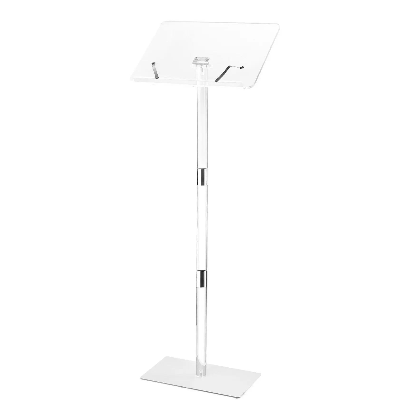 Acrylic Podium Stand 43 Inch - Portable Lectern with Adjustable Angle & Book Clips - Floor Standing Speaker Desk for Classroom, Conference, Wedding & Events Default