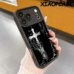 Gothic network Pattern Design Soft silicone Case for iPhone 17 Pro Max Air 16 15 14 Plus 13 12 11 Straight Edge Drop-Resistant Rugged Durable Cover Shell Gift 2D printing