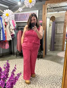 Smocked Gingham Top