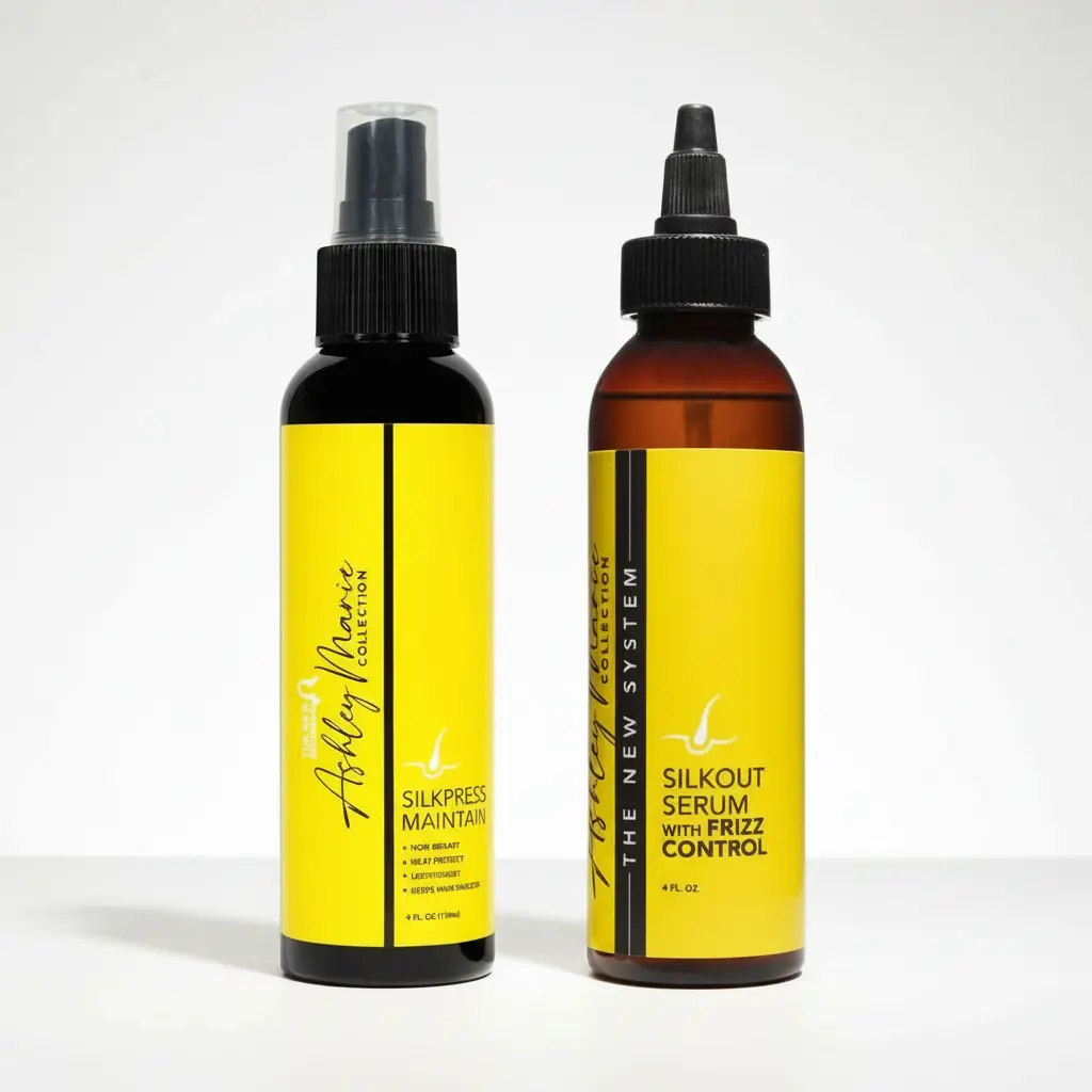 The Ashley Marie Collection SilkOut Serum + SilkPress Heat Maintain Bundle by The Hair Diagram | Smooth, Shine & Heat Protection